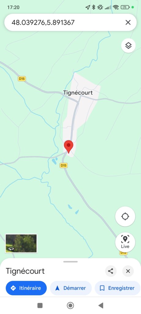 Capture d'écran de google map